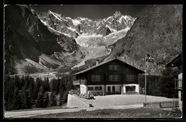 AK La Fouly, Pension-Restaurant `EDELWEISS` mit Gletscher